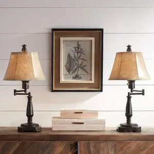 Andrea 22 1/2" High Small Farmhouse Rustic Traditional Desk Lamps Set of 2 Smart Socket Swing Arm Brown Bronze Finish Metal Shade Home Office Living Room Bedroom Bedside Nightstand Andrea 22 1/2" High Small Farmhouse Rustic Traditional Desk Lamps Set of 2 Smart Socket Swing Arm Brown Bronze Finish Metal Shade Home Office Living Room Bedroom Bedside Nightstand