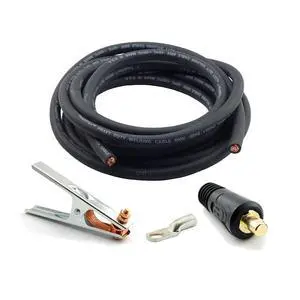 50-ft 2-AWG USA-made Heavy Duty Welding Cable with Work Clamp and Dinse-type Twistlock Connector Plug for Welder Whip Lead 50-ft 2-AWG USA-made Heavy Duty Welding Cable with Work Clamp and Dinse-type Twistlock Connector Plug for Welder Whip Lead