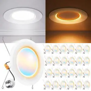 Sunco 24 Pack 6 Inch LED Retrofit Night Light Recessed Downlight, 1000 Lumens, 2700K/3000K/4000K/5000K/6000K CCT Selectable, 12W, 120V Dimmable Ceiling Light, IC Rated, Damp Rated - ETL, FCC, RoHS Sunco 24 Pack 6 Inch LED Retrofit Night Light Recessed Downlight, 1000 Lumens, 2700K/3000K/4000K/5000K/6000K CCT Selectable, 12W, 120V Dimmable Ceiling Light, IC Rated, Damp Rated - ETL, FCC, RoHS