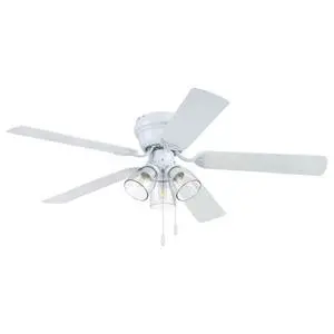 Ceiling 52" Renton White Indoor Fan with Clear 3 Light LED Multi Arm E26/B11 Bulb and Pull-Chains, Traditional Style, 5 Reversible Gray Oak Blades, 51441, 52 Inch Ceiling 52" Renton White Indoor Fan with Clear 3 Light LED Multi Arm E26/B11 Bulb and Pull-Chains, Traditional Style, 5 Reversible Gray Oak Blades, 51441, 52 Inch