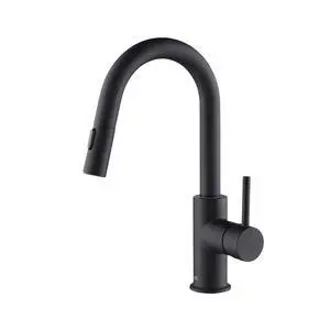 Pull Down Kitchen Faucet with Single Handle | Solid Brass High Arc Spout | Kitchen Sink Faucet with Pull Down Sprayer | Easy Clean | Matte Black, KKF2011 Pull Down Kitchen Faucet with Single Handle | Solid Brass High Arc Spout | Kitchen Sink Faucet with Pull Down Sprayer | Easy Clean | Matte Black, KKF2011