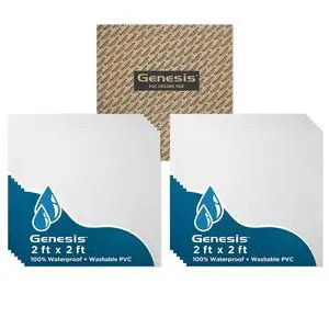 2ft x 2ft Stucco Pro White PVC Ceiling Tiles (12 Tiles) | Easy Drop-In Installation, Waterproof, Washable and Fire-rated 2ft x 2ft Stucco Pro White PVC Ceiling Tiles (12 Tiles) | Easy Drop-In Installation, Waterproof, Washable and Fire-rated