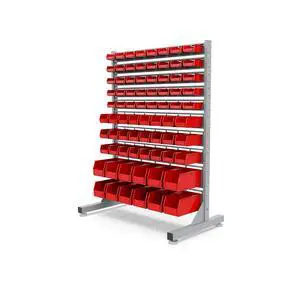 Metal Bin Rack Storage Organizer System, Heavy Duty Steel Frame, 76 Bins for Tools Hardware Nut Bolt, Garage Workshop Factory Metal Bin Rack Storage Organizer System, Heavy Duty Steel Frame, 76 Bins for Tools Hardware Nut Bolt, Garage Workshop Factory