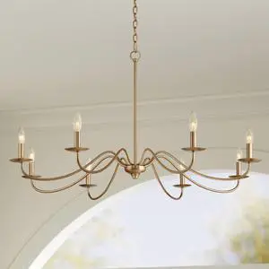 Marinec Soft Gold Hanging Chandelier Lighting 42" Wide Farmhouse Rustic Bent Arms 8-Light Fixture for Dining Room Living House Home Foyer Kitchen Island Entryway High Ceilings Marinec Soft Gold Hanging Chandelier Lighting 42" Wide Farmhouse Rustic Bent Arms 8-Light Fixture for Dining Room Living House Home Foyer Kitchen Island Entryway High Ceilings