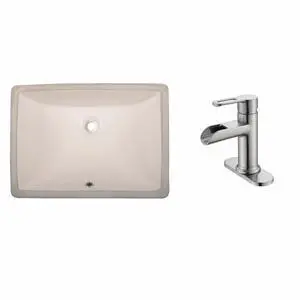 20 in. Rectangular Undermount Bathroom Sink in Biscuit (Combo w/Waterfall Single Handle Faucet in Brushed Nickel) 20 in. Rectangular Undermount Bathroom Sink in Biscuit (Combo w/Waterfall Single Handle Faucet in Brushed Nickel)