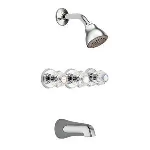 2995EP Chateau Three-Handle Tub and Eco-Performance Shower Faucet, Valve Included, Chrome 2995EP Chateau Three-Handle Tub and Eco-Performance Shower Faucet, Valve Included, Chrome