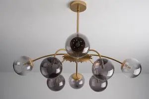 6-Light Sputnik Bubble Chandelier Light Fixture, 22" Modern Semi-Flush Chandelier Light, G9 Art Deco Bubble Lighting Fixture for Living Room, Dining Room, Entryway (Blue, 6 Light) (Grey-P, 8 Light) 6-Light Sputnik Bubble Chandelier Light Fixture, 22" Modern Semi-Flush Chandelier Light, G9 Art Deco Bubble Lighting Fixture for Living Room, Dining Room, Entryway (Blue, 6 Light) (Grey-P, 8 Light)