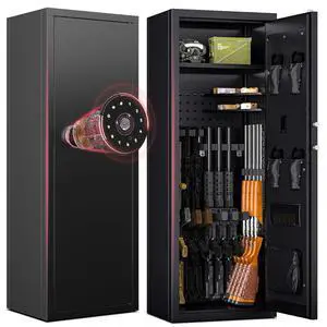 12-15 Gun Safe, Gun Safe for Rifles and Pistols, Large Fingerprint Rifle Safe, Biometric Safe and Password Lock, Gun Cabinet for Home with 4 Handgun Pockets, Free Diy Back Panel 12-15 Gun Safe, Gun Safe for Rifles and Pistols, Large Fingerprint Rifle Safe, Biometric Safe and Password Lock, Gun Cabinet for Home with 4 Handgun Pockets, Free Diy Back Panel