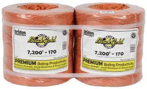 Bridon Black Gold Orange Hay Baling Twine, 170 Pound Knot Strength and 7,200 Foot Length, 2 3,600 Foot Spools, Crop Baling, Christmas Tree wrap (2) Bridon Black Gold Orange Hay Baling Twine, 170 Pound Knot Strength and 7,200 Foot Length, 2 3,600 Foot Spools, Crop Baling, Christmas Tree wrap (2)