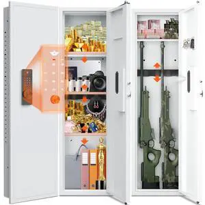 53.15" Wall Safe Between the Studs, In Wall Gun Safe, Digital Hidden Gun Safe with Gun Rack and Adjustable Shelves, Gun Safes & Cabinets with Dual Alarm System and Mute Mode(White-Digital) 53.15" Wall Safe Between the Studs, In Wall Gun Safe, Digital Hidden Gun Safe with Gun Rack and Adjustable Shelves, Gun Safes & Cabinets with Dual Alarm System and Mute Mode(White-Digital)