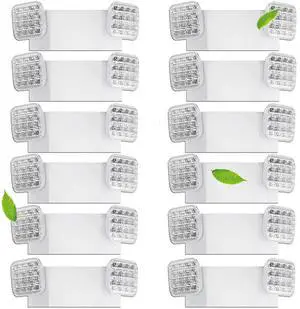 Led Emergency Lights, Commercial Emergency Light with Battery Backup, Dual Head Emergency Lights for Home Power Failure, Emergency Exit Light Fixture for Business, Hardwired White 12 Pack Led Emergency Lights, Commercial Emergency Light with Battery Backup, Dual Head Emergency Lights for Home Power Failure, Emergency Exit Light Fixture for Business, Hardwired White 12 Pack