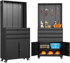 Metal Storage Cabinet with Wheels and Drawers,Rolling Garage Storage Cabinet with Lock,Black Metal Tool Cabinet with Hooks,Tall Tool Cabinet on Wheels for Garage,Home,Office,Shop Metal Storage Cabinet with Wheels and Drawers,Rolling Garage Storage Cabinet with Lock,Black Metal Tool Cabinet with Hooks,Tall Tool Cabinet on Wheels for Garage,Home,Office,Shop