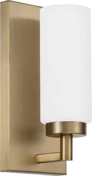 651711AD Alyssa Art-Inspired Luxe Faux Alabaster Glass Cylinder Wall Sconce Light, 1-Light 60 Watt, 11" H x 5" W, Aged Brass 651711AD Alyssa Art-Inspired Luxe Faux Alabaster Glass Cylinder Wall Sconce Light, 1-Light 60 Watt, 11" H x 5" W, Aged Brass