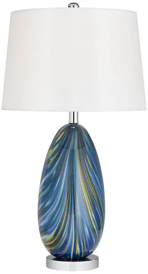 Pablo Modern Table Lamp 27" Tall Swirling Multi Color Blue Hand Blown Art Glass Metal White Tapered Drum Shade Decor for Living Room Bedroom House Bedside Home (Color May Vary) Pablo Modern Table Lamp 27" Tall Swirling Multi Color Blue Hand Blown Art Glass Metal White Tapered Drum Shade Decor for Living Room Bedroom House Bedside Home (Color May Vary)