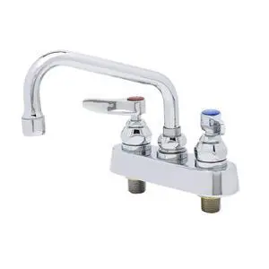 TS Brass B-1110 Workboard Faucet, Deck Mount, 4" Centers, 6" Swing Nozzle, Lever Handles, Silver, Packs TS Brass B-1110 Workboard Faucet, Deck Mount, 4" Centers, 6" Swing Nozzle, Lever Handles, Silver, Packs