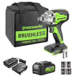 24V Brushless 1/2" Cordless Impact Wrench (3 Speed / 300 ft.-lbs. / LED Light), 4.0Ah Battery and Compact Charger Included 24V Brushless 1/2" Cordless Impact Wrench (3 Speed / 300 ft.-lbs. / LED Light), 4.0Ah Battery and Compact Charger Included