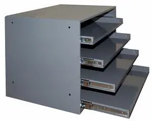 303B-15.75-95 Gray Cold Rolled Steel Heavy Duty Bearing Slide Rack for 4 Large Compartment Boxes, 20" Width x 15" Height x 15-3/4" Depth 303B-15.75-95 Gray Cold Rolled Steel Heavy Duty Bearing Slide Rack for 4 Large Compartment Boxes, 20" Width x 15" Height x 15-3/4" Depth