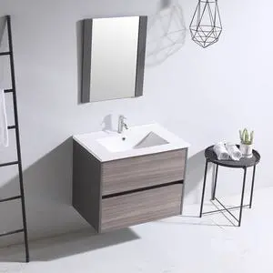24" Modern Bathroom Vanity Cabinet with Drop-in Ceramic Sink, Mirror,Chrome Faucet, Under-Sink Storage(24" Gray Cabinet&White Sink) 24" Modern Bathroom Vanity Cabinet with Drop-in Ceramic Sink, Mirror,Chrome Faucet, Under-Sink Storage(24" Gray Cabinet&White Sink)