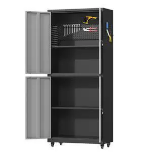 Metal Storage Cabinet with Wheels, 71" H Metal Tool Cabinet with Adjustable Shelves and Doors, Garage Storage Cabinet for Utility Room,Workshop(71" H-Gray) Metal Storage Cabinet with Wheels, 71" H Metal Tool Cabinet with Adjustable Shelves and Doors, Garage Storage Cabinet for Utility Room,Workshop(71" H-Gray)