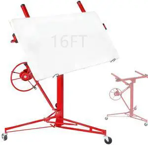 16ft Drywall Panel Hoist with Lockable Wheels Drywall Rolling Lifter with Jack Caster Construction, Red, Red 16ft Drywall Panel Hoist with Lockable Wheels Drywall Rolling Lifter with Jack Caster Construction, Red, Red