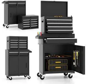 2-in-1 Rolling Tool Chest with 5 Drawers, Heavy-Duty Metal Tool Box with Wheels, Detachable Top Tool Box & Rolling Tool Cabinet for Garage, DIY (5-Drawers, Black) 2-in-1 Rolling Tool Chest with 5 Drawers, Heavy-Duty Metal Tool Box with Wheels, Detachable Top Tool Box & Rolling Tool Cabinet for Garage, DIY (5-Drawers, Black)