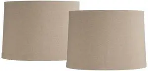 Set of 2 Taupe Natural Linen Large Drum Lamp Shade (Pre-Assembled) s 15" Top x 16" Bottom x 11" High (Spider) Replacement with Harp Set of 2 Taupe Natural Linen Large Drum Lamp Shade (Pre-Assembled) s 15" Top x 16" Bottom x 11" High (Spider) Replacement with Harp