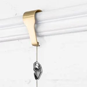 Picture Rail Molding Hook Art Hangers, Gallery Quality, Instantly Adjustable: Choose Brushed Brass or Stainless Steel Hangers with 6.5-Foot Cables (5, Brass) Picture Rail Molding Hook Art Hangers, Gallery Quality, Instantly Adjustable: Choose Brushed Brass or Stainless Steel Hangers with 6.5-Foot Cables (5, Brass)