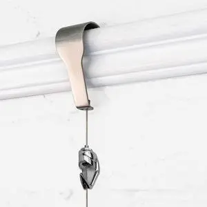 Picture Rail Molding Hook Art Hangers, Gallery Quality, Instantly Adjustable: Choose Brushed Brass or Stainless Steel Hangers with 6.5-Foot Cables (5, Stainless Steel) Picture Rail Molding Hook Art Hangers, Gallery Quality, Instantly Adjustable: Choose Brushed Brass or Stainless Steel Hangers with 6.5-Foot Cables (5, Stainless Steel)