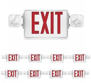 8 Pack Double Sided LED Emergency EXIT Sign Combo, Two LED Lights, Backup Battery, US Standard Red Letter Emergency Exit Lighting, Commercial Grade, 120-277V, Fire Resistant (UL 94V-0) 8 Pack Double Sided LED Emergency EXIT Sign Combo, Two LED Lights, Backup Battery, US Standard Red Letter Emergency Exit Lighting, Commercial Grade, 120-277V, Fire Resistant (UL 94V-0)