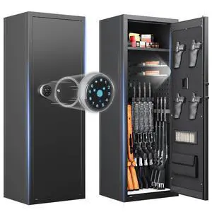 12-15 Gun Safe, Gun Safe for Rifles and Pistols, Biometric Rifle Safe, Gun Cabinet with Adjustable Racks, Gun Safes for Rifles Storage for Living Room, Bedroom, Utility Room, Garage 12-15 Gun Safe, Gun Safe for Rifles and Pistols, Biometric Rifle Safe, Gun Cabinet with Adjustable Racks, Gun Safes for Rifles Storage for Living Room, Bedroom, Utility Room, Garage