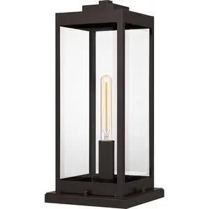 Westover 19" Outdoor Pier Mount Light, 1-Light Western Bronze Pier Mount Lantern with Clear Glass, E26 Base, ETL Wet Rated Westover 19" Outdoor Pier Mount Light, 1-Light Western Bronze Pier Mount Lantern with Clear Glass, E26 Base, ETL Wet Rated