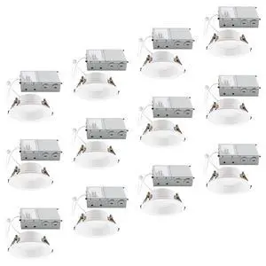 Builder Essential 5in 1,050 Lumens Round LED Recessed Light and Housing for Remodel or New Construction Regressed Trim 3-Power Modes 8W-10W-12W, 5-CCT 2700-3000-3500-4000-5000K in White (Pack of 12) Builder Essential 5in 1,050 Lumens Round LED Recessed Light and Housing for Remodel or New Construction Regressed Trim 3-Power Modes 8W-10W-12W, 5-CCT 2700-3000-3500-4000-5000K in White (Pack of 12)