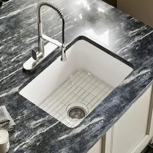 24 Inch Undermount White Kitchen Sink, 24L×19W Small Single Bowl Fireclay Sinks, 10 Inch Deep Outdoor White Sink with Grid and Drain Strainer 24 Inch Undermount White Kitchen Sink, 24L×19W Small Single Bowl Fireclay Sinks, 10 Inch Deep Outdoor White Sink with Grid and Drain Strainer