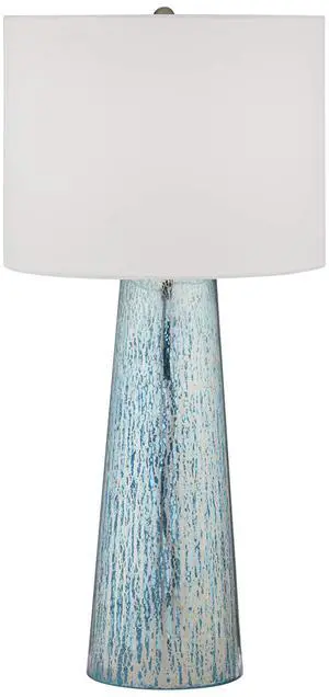 Marcus Modern Coastal Table Lamp Hand-Applied 30" Tall Blue Mercury Glass Tapered Column White Drum Shade for Living Room Bedroom Beach House Bedside Home Office (Color May Vary) Marcus Modern Coastal Table Lamp Hand-Applied 30" Tall Blue Mercury Glass Tapered Column White Drum Shade for Living Room Bedroom Beach House Bedside Home Office (Color May Vary)