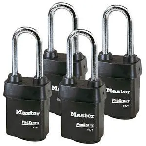 Four (4) High Security Pro Series Padlocks w/8 Keys, 6121NKALJ-4 w/BumpStop Technology Four (4) High Security Pro Series Padlocks w/8 Keys, 6121NKALJ-4 w/BumpStop Technology