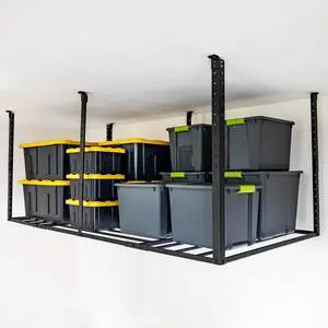 4 x 8 Overhead Garage Storage Rack, Ceiling Shelf Overhead Organization, Heavy Duty Steel Platform Holds 700 lbs, 96 in. x 48 in. x 40 in 4 x 8 Overhead Garage Storage Rack, Ceiling Shelf Overhead Organization, Heavy Duty Steel Platform Holds 700 lbs, 96 in. x 48 in. x 40 in