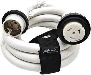 Marine Shore Power Extension Cord 50 AMP, Marine 50amp Shore Power Cord, NEMA SS2-50 Male to Female 50A 125V/250V White (15FT) Marine Shore Power Extension Cord 50 AMP, Marine 50amp Shore Power Cord, NEMA SS2-50 Male to Female 50A 125V/250V White (15FT)