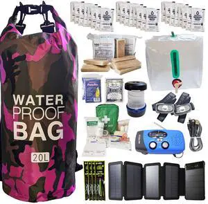 Pre-Packed Hurricane Kit - Comprehensive Hurricane Preparedness Items - Essential Hurricane Supplies - Complete Hurricane Supply List in a Waterproof Bag for 2 People Pre-Packed Hurricane Kit - Comprehensive Hurricane Preparedness Items - Essential Hurricane Supplies - Complete Hurricane Supply List in a Waterproof Bag for 2 People