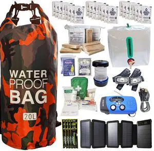 Pre-Packed Hurricane Kit - Comprehensive Hurricane Preparedness Items - Essential Hurricane Supplies - Complete Hurricane Supply List in a Waterproof Bag for 2 People Pre-Packed Hurricane Kit - Comprehensive Hurricane Preparedness Items - Essential Hurricane Supplies - Complete Hurricane Supply List in a Waterproof Bag for 2 People