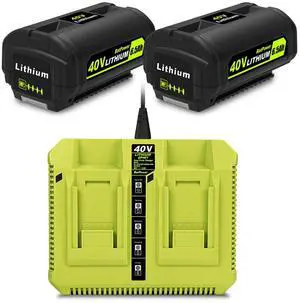2-Pack 40V 6.5Ah Lithium-Ion Replacement Battery and Charger Starter Kit Compatible with Ryobi 40V System, High Capacity Batteries and Charger OP4050A OP401 (3-Piece Set) 2-Pack 40V 6.5Ah Lithium-Ion Replacement Battery and Charger Starter Kit Compatible with Ryobi 40V System, High Capacity Batteries and Charger OP4050A OP401 (3-Piece Set)