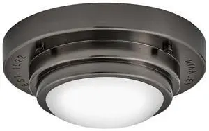 Porte Extra Small Flush Mount Ceiling Light or Wall Sconce, Etched Opal Glass Shade, Dual-Mount Design, Integrated LED, ADA Compliant, Black Oxide Finish Porte Extra Small Flush Mount Ceiling Light or Wall Sconce, Etched Opal Glass Shade, Dual-Mount Design, Integrated LED, ADA Compliant, Black Oxide Finish