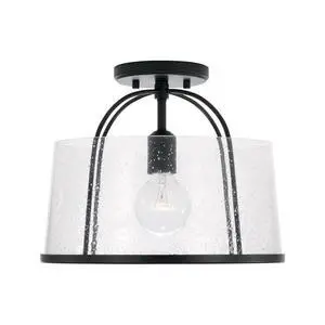 HomePlace by 247011MB Madison Transitional Clear Seeded Glass Dual Mount Convertible Pendant/Semi-Flush Ceiling Light, 1-Light 100 Watt, 12" H x 13" W, Black HomePlace by 247011MB Madison Transitional Clear Seeded Glass Dual Mount Convertible Pendant/Semi-Flush Ceiling Light, 1-Light 100 Watt, 12" H x 13" W, Black