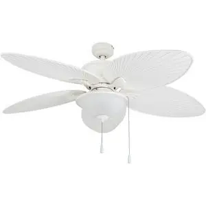 Solana Tropical 52 Inch Indoor Outdoor Ceiling Fan with Glass Bowl Light Kit, Pull Chain, 5 Leaf Blades with Reversible Motor, White Solana Tropical 52 Inch Indoor Outdoor Ceiling Fan with Glass Bowl Light Kit, Pull Chain, 5 Leaf Blades with Reversible Motor, White
