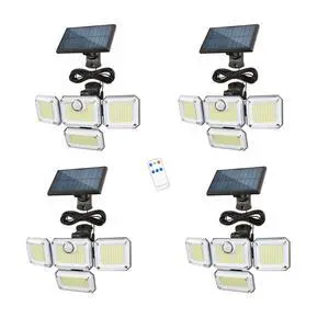 Solar Outdoor Lights with Motion Sensor,Solar Powered 4 Heads Security Lights,333 LED Flood Light 270° Wide Angle Flood Wall Lights with 3 Modes for Garden Patio Yard,IP65 Waterproof (4) Solar Outdoor Lights with Motion Sensor,Solar Powered 4 Heads Security Lights,333 LED Flood Light 270° Wide Angle Flood Wall Lights with 3 Modes for Garden Patio Yard,IP65 Waterproof (4)