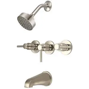 8968-M1-BN Brass Single Function Standard Showerhead Three Handle Tube & Shower Set in Brushed Nickel 8968-M1-BN Brass Single Function Standard Showerhead Three Handle Tube & Shower Set in Brushed Nickel