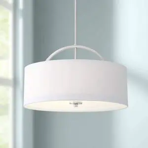 Carina Brushed Nickel Drum Pendant Chandelier Light Fixture 20" Wide Modern White Linen Shade for Dining Room House Foyer Entryway Kitchen Bedroom Living Room High Ceilings Carina Brushed Nickel Drum Pendant Chandelier Light Fixture 20" Wide Modern White Linen Shade for Dining Room House Foyer Entryway Kitchen Bedroom Living Room High Ceilings