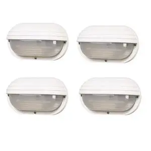 Nautical S77WF Oblong Eyelid Outdoor Wall Light Composite, Frosted Polycarbonate Diffuser LED Bulb Included - UL Listed, Non-Corrosive, Made in USA (White, Set of 4, Cool White (4000K)) Nautical S77WF Oblong Eyelid Outdoor Wall Light Composite, Frosted Polycarbonate Diffuser LED Bulb Included - UL Listed, Non-Corrosive, Made in USA (White, Set of 4, Cool White (4000K))