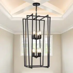 8-Light Tiered Lantern Pendant Light Fixtures,Large Foyer Chandeliers for High Ceilings,Industrial Foyer Lighting Fixtures,Long Chandeliers for High Ceilings,Farmhouse Chandelier for Entryway, Black 8-Light Tiered Lantern Pendant Light Fixtures,Large Foyer Chandeliers for High Ceilings,Industrial Foyer Lighting Fixtures,Long Chandeliers for High Ceilings,Farmhouse Chandelier for Entryway, Black
