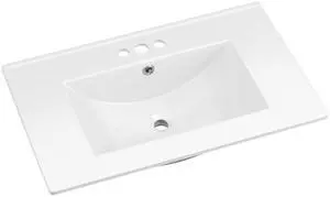 30"x18¼" Bathroom Vanity Sink Top with Three Holes, Ceramic Vanity Sink Top with Overflow, Drop in Bathroom Vessel Sink Rectangle, Glossy White 30"x18¼" Bathroom Vanity Sink Top with Three Holes, Ceramic Vanity Sink Top with Overflow, Drop in Bathroom Vessel Sink Rectangle, Glossy White