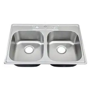 33x22 Drop In Double Bowl Kitchen Sink 33 Inch 50/50 Topmount 18 Gauge Stainless Steel Commercial Grade Satin Finish Sinks 33" x 22" x 9" (Sink Only) 33x22 Drop In Double Bowl Kitchen Sink 33 Inch 50/50 Topmount 18 Gauge Stainless Steel Commercial Grade Satin Finish Sinks 33" x 22" x 9" (Sink Only)